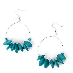 Elegant Teal Wood Earrings